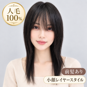 人毛100％フルウィッグ人毛ウィッグ ナチュラルレイヤーカット フルウィッグ 自然な前髪 医療用・普段使い対応