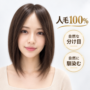 フルウィッグ人毛100%人毛ウィッグ医療ウィッグボブショートストレート広い頭皮