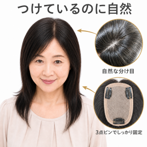 【人毛100％】部分ウィッグ 女性用 ヘアピース トップピース 頭頂部ウィッグ トップカバー 白髪隠し 薄毛隠し つむじ 自然な分け目 ボリュームアップ 3点留め クリップ式 軽量 通気性 ストレート レディース ミセス 部分かつら