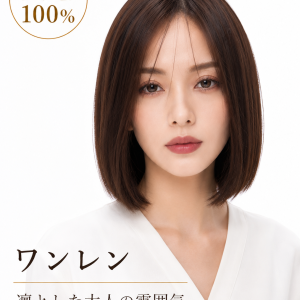 フルウィッグ人毛100%人毛ウィッグ医療ウィッグボブショートストレート広い頭皮 前髪