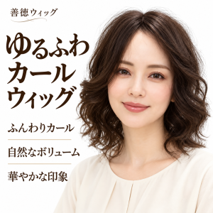 善徳ウィッグ フルウィッグ レディース mサイズ カールウィッグ ミディアム ふんわり ボリューム 自然な毛流れ 顔まわりカール 華やか 上品 イメチェン ダークブラウン ブラウン 2色展開